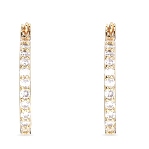 πβ¨ Crystal Haze Mini Serena Hoop Earrings β Gold + White Crystal Magic! β¨π - Picture 14 of 16